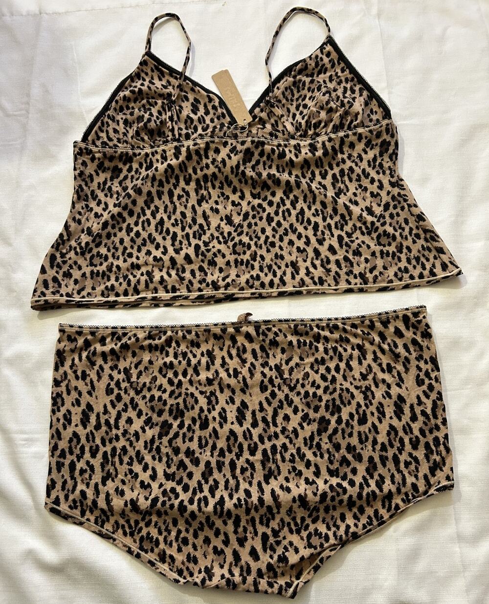 Skims NWT Fits Everybody Picot Cami & Short Set Sienna Jaguar Print Size 2X